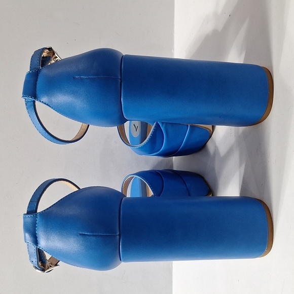 Soda Blue Y2K Faux Leather Ankle Strap High Platform Chunky Block Heels Size 7 - Picture 6 of 13